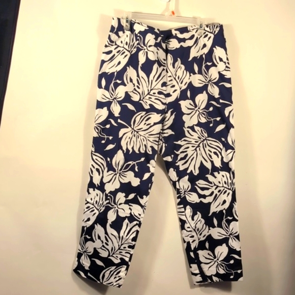 Lauren Ralph Lauren Floral Women Navy/white Ankle Pants Size 18 W - Picture 1 of 14